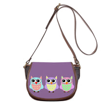 Load image into Gallery viewer, Ti Amo I love you - Exclusive Brand - Dark Lilac - 3 Owls -  Saddle Bag
