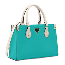 Load image into Gallery viewer, Ti Amo I love you - Exclusive Brand - Tiffany Blue - Luxury Womens PU Tote Bag - Cream Straps
