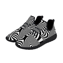 Load image into Gallery viewer, Ti Amo I love you - Exclusive Brand -  Black &amp; White Wavy Lines- Lightweight Mesh Knit Sneakers - Black Soles
