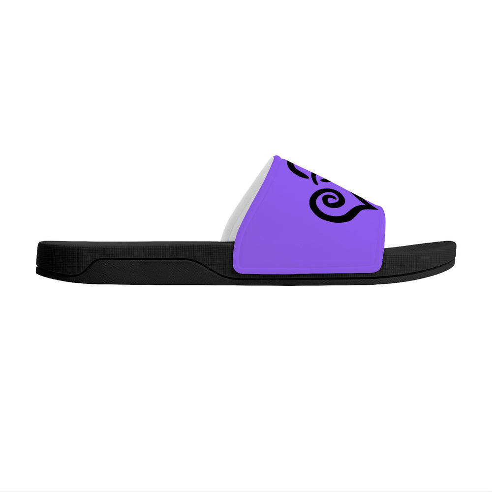 Ti Amo I love you - Exclusive Brand - Heliotrope 3 - Double Black Heart - Slide Sandals - Black Soles