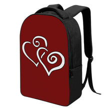 Load image into Gallery viewer, Ti Amo I love you - Exclusive Brand - Dark Burgundy - Double White Heart -   Laptop Backpack
