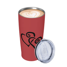 Load image into Gallery viewer, Ti Amo I love you - Exclusive Brand - Havoc - Double Black Heart - 20oz Stainless Steel Straw Lid Cup
