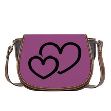 Load image into Gallery viewer, Ti Amo I love you - Exclusive Brand - Cannon Pink - Double Black Heart - Saddle Bag
