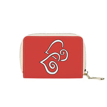 Load image into Gallery viewer, Ti Amo I love you - Exclusive Brand - Meat Red - Double White Heart - PU Leather - Zipper Card Holder
