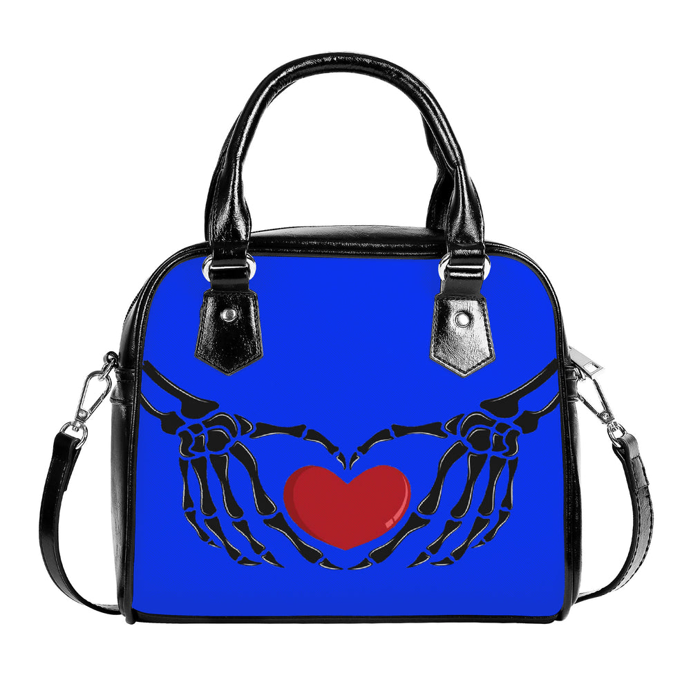 Ti Amo I love you  - Exclusive Brand  - Blue Blue Eyes - Skeleton Hands with Heart - Shoulder Handbag