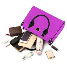 Load image into Gallery viewer, Ti Amo I love you - Exclusive Brand - Deep Lavender Magenta 2 - Luxury Womens PU Tote Bag - Black Straps
