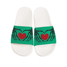 Load image into Gallery viewer, Ti Amo I love you - Exclusive Brand - Drake&#39;s Neck Green - Skeleton Hands with Heart -  Slide Sandals - White Soles
