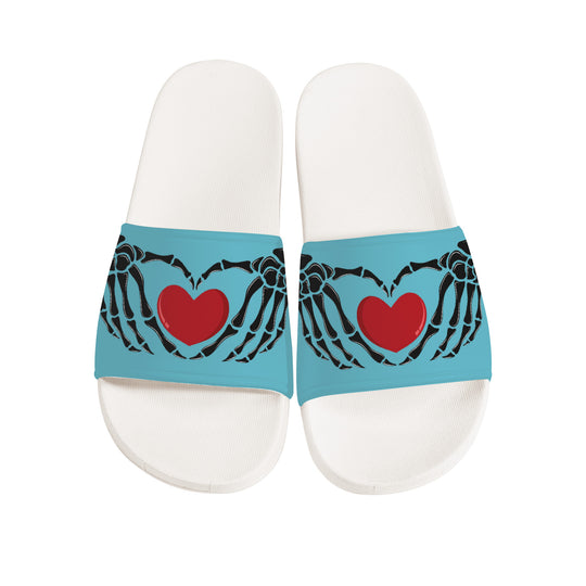 Ti Amo I love you - Exclusive Brand - Downy - Skeleton Hands with Heart -  Slide Sandals - White Soles