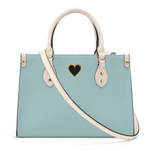 Load image into Gallery viewer, Ti Amo I love you - Exclusive Brand - Pale Aqua - Luxury Womens PU Tote Bag - Cream Straps
