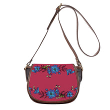 Load image into Gallery viewer, Ti Amo I love you - Exclusive Brand - Viva Magenta - Blue Floral - Saddle Bag
