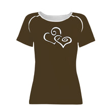 Load image into Gallery viewer, TI Amo I love you - Exclusive Brand - Cafe Noir - Double White Heart - Women&#39;s T shirt - Sizes XS-2XL
