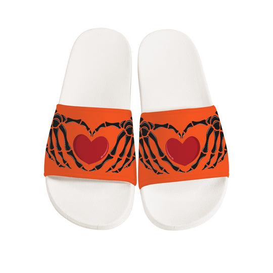 Ti Amo I love you - Exclusive Brand - Orange - Skeleton Hands with Heart -  Slide Sandals - White Soles