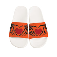 Load image into Gallery viewer, Ti Amo I love you - Exclusive Brand - Orange - Skeleton Hands with Heart -  Slide Sandals - White Soles
