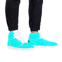 Load image into Gallery viewer, Ti Amo I love you - Exclusive Brand  - Aqua / Cyan - Skeleton Hands with Heart - High Top Synthetic Leather Sneaker
