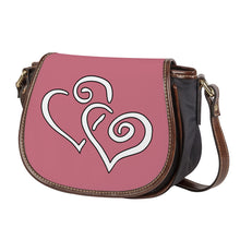 Load image into Gallery viewer, Ti Amo I love you - Exclusive Brand - Old Pink - Double White Heart - Saddle Bag
