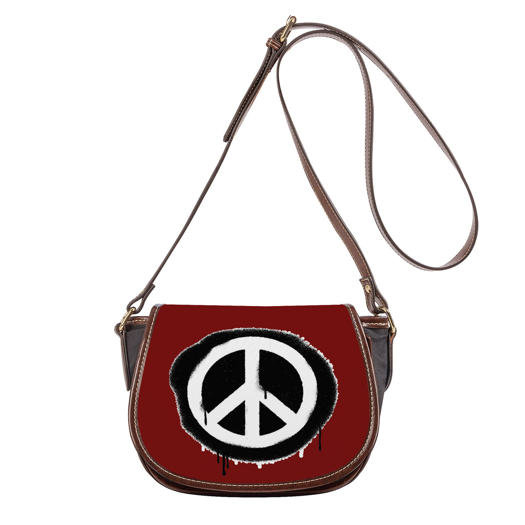 Ti Amo I love you - Exclusive Brand - Dark Burgundy - Peace Sign - Saddle Bag