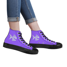 Load image into Gallery viewer, Ti Amo I love you - Exclusive Brand - Heliotrope 3 - Angry Fish - High Top Canvas Shoes - Black  Soles
