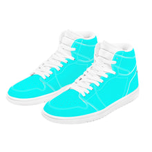 Load image into Gallery viewer, Ti Amo I love you - Exclusive Brand  - Aqua / Cyan - Skeleton Hands with Heart - High Top Synthetic Leather Sneaker
