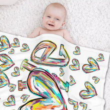 Load image into Gallery viewer, Ti Amo I love you - Exclusive Brand - White - Multicolor Love &amp; Hearts - Baby Soft Blanket
