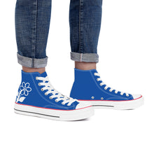 Load image into Gallery viewer, Ti Amo I love you - Exclusive Brand - Fun Blue - White Daisy - High Top Canvas Shoes - White  Soles
