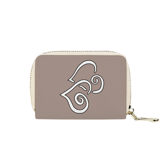 Ti Amo I love you - Exclusive Brand - Del Rio - Double White Heart - PU Leather - Zipper Card Holder