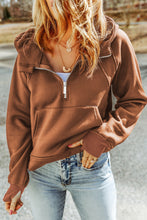 Load image into Gallery viewer, Quarter Zip Kangaroo Pocket Hoodie Ti Amo I love you
