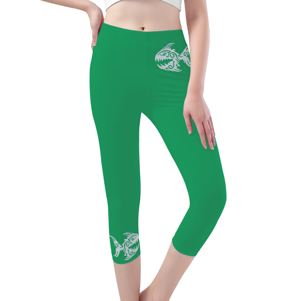 Ti Amo I love you -  Exclusive Brand - Shamrock Green  - Womens / Teen Girls  / Womens Plus Size  - Angry Fish - Capri Yoga Leggings - Sizes XS-3XL