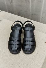 Load image into Gallery viewer, Qupid Platform Cage Stap Sandal in Black Ti Amo I love you
