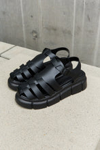 Load image into Gallery viewer, Qupid Platform Cage Stap Sandal in Black Ti Amo I love you
