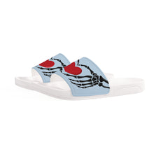 Load image into Gallery viewer, Ti Amo I love you - Exclusive Brand - Beau Blue 2 - Skeleton Hands with Heart -  Slide Sandals - White Soles
