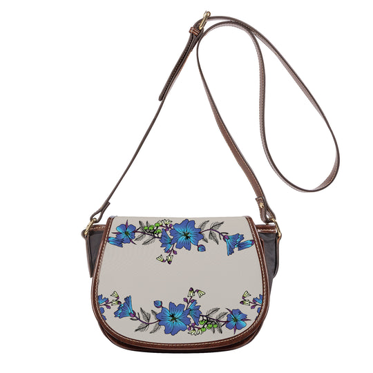 Ti Amo I love you - Exclusive Brand - Swirl - Blue Floral - Saddle Bag