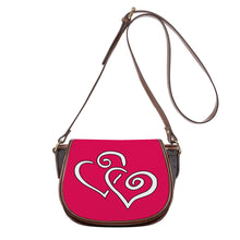 Load image into Gallery viewer, Ti Amo I love you - Exclusive Brand - Bright Hot Pink - Double White Heart - Saddle Bag
