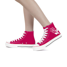 Load image into Gallery viewer, Ti Amo I love you - Exclusive Brand - Lipstick 2 - White Daisy - High Top Canvas Shoes - White  Soles
