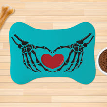 Load image into Gallery viewer, Ti Amo I love you - Exclusive Brand - Vivid Cyan (Robin&#39;s Egg Blue) - Skeleton Hands with Heart  - Big Paws Pet Rug
