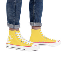 Load image into Gallery viewer, Ti Amo I love you - Exclusive Brand - Mustard Yellow - White Daisy - High Top Canvas Shoes - White  Soles
