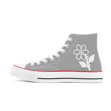 Load image into Gallery viewer, Ti Amo I love you - Exclusive Brand - Silver Chalice - White Daisy - High Top Canvas Shoes - White  Soles
