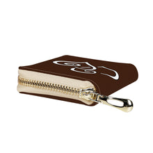 Load image into Gallery viewer, Ti Amo I love you - Exclusive Brand - Deep Oak - Double White Heart - PU Leather - Zipper Card Holder
