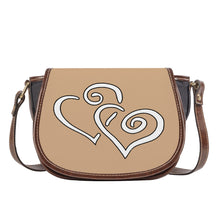 Load image into Gallery viewer, Ti Amo I love you - Exclusive Brand - Very Light Brown - Double White Heart - Saddle Bag
