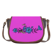 Load image into Gallery viewer, Ti Amo I love you - Exclusive Brand  - Brilliant LavenderRose - Blue Floral -  Saddle Bag
