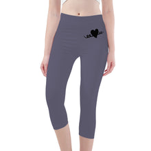 Load image into Gallery viewer, Ti Amo I love you -Exclusive Brand - Dolphin - Black Heart - Womens / Teen Girls / Womens Plus Size - Capri Yoga Leggings - Sizes XS-3XL
