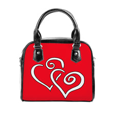 Load image into Gallery viewer, Ti Amo I love you - Exclusive Brand - Torch Red 2 - Double White Heart - Shoulder Handbag
