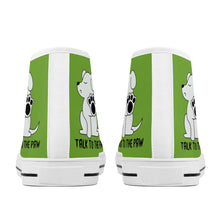 Load image into Gallery viewer, Ti Amo I love you  - Exclusive Brand - Green Onion - Talk to the Paw -  High-Top Canvas Shoes - White
