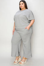 Load image into Gallery viewer, Double Take Full Size Texture Short Sleeve Top and Pants Set
