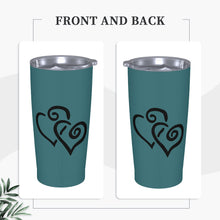 Load image into Gallery viewer, Ti Amo I love you - Exclusive Brand - Casal - Double Black Heart - 20oz Stainless Steel Straw Lid Cup
