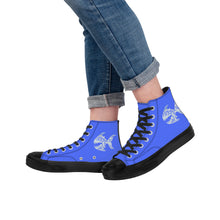 Load image into Gallery viewer, Ti Amo I love you - Exclusive Brand - Neon Blue - Angry Fish - High Top Canvas Shoes - Black  Soles
