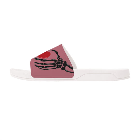 Ti Amo I love you - Exclusive Brand - Turkish Rose - Skeleton Hands with Heart -  Slide Sandals - White Soles