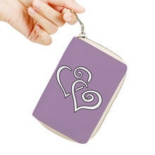 Load image into Gallery viewer, Ti Amo I love you - Exclusive Brand - Light Grayish Pink - Double White Heart - PU Leather - Zipper Card Holder
