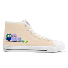 Load image into Gallery viewer, Ti Amo I love you - Exclusive Brand - Oasis - 3 Owls - High-Top Canvas Shoes - White Soles
