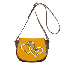 Load image into Gallery viewer, Ti Amo I love you - Exclusive Brand - Oramge Peel.- Double White Heart - Saddle Bag
