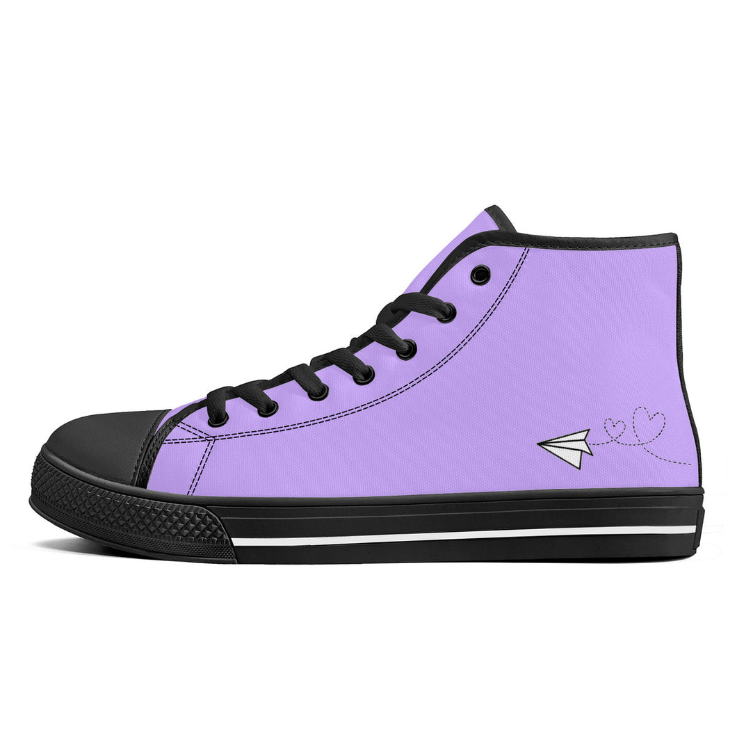 Ti Amo I love you - Exclusive Brand - Lucid Lavender - Paper Airplane - High-Top Canvas Shoes - Black Soles